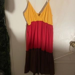 Beautiful beach babes, bold colors dress